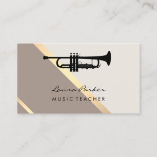 Trumpet Musician Music Teacher Instrument Guld Visitkort