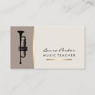 Trumpet Musician Music Teacher Instrument Guld Visitkort