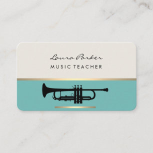 Trumpet Musician Music Teacher Instrument Guld Visitkort