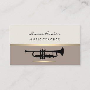 Trumpet Musician Music Teacher Instrument Guld Visitkort
