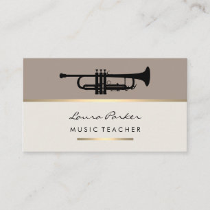 Trumpet Musician Music Teacher Instrument Guld Visitkort
