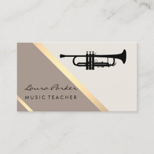 Trumpet Musician Music Teacher Retro Guld Visitkort