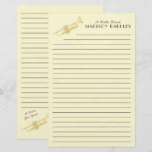 Trumpet Musician Teacher Stationery Brevpapper