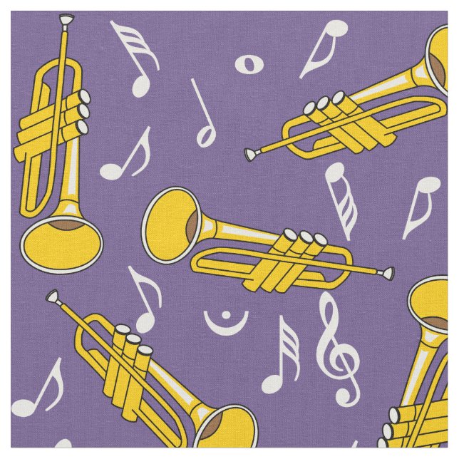 Trumpet Musik noter Mönster Tyg (Närbild)