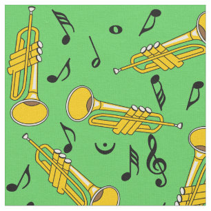 Trumpet Musik noter Mönster Tyg