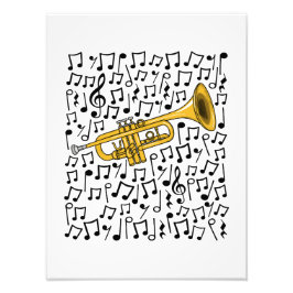 Trumpet Musik noter Trumpeter Brass Musician Fototryck