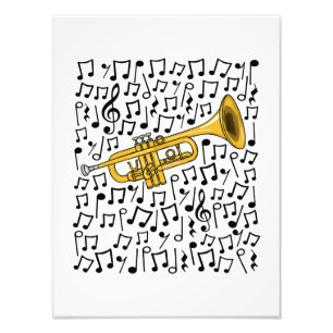 Trumpet Musik noter Trumpeter Brass Musician Fototryck