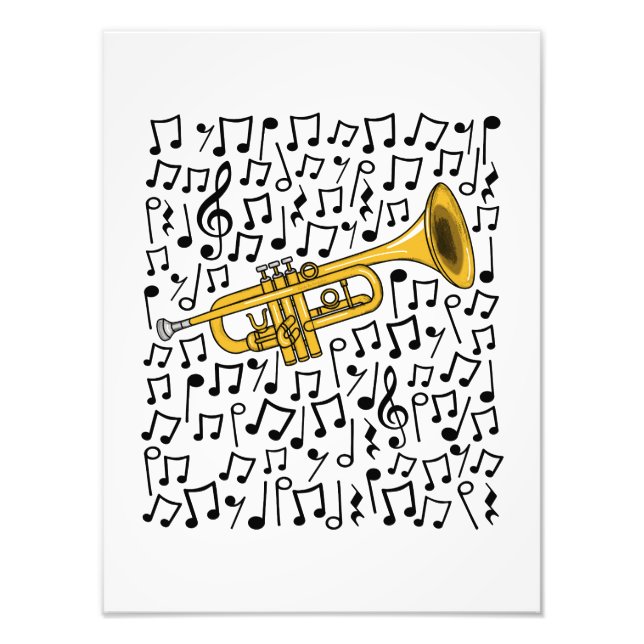 Trumpet Musik noter Trumpeter Brass Musician Fototryck (Framsidan)