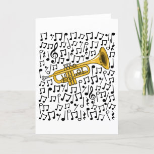 Trumpet Musik noter Trumpeter Brass Musician Helgkort