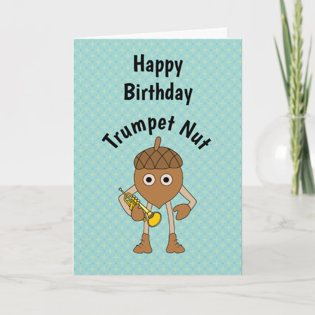 Trumpet Nöt Text Birday Card Kort (Framsida)