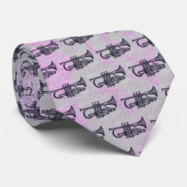 Trumpet och Musik noter Slips (Rullad)