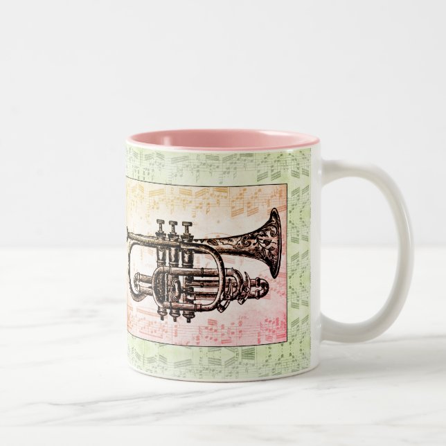 Trumpet och Musik noter Två-Tonad Mugg (Höger)