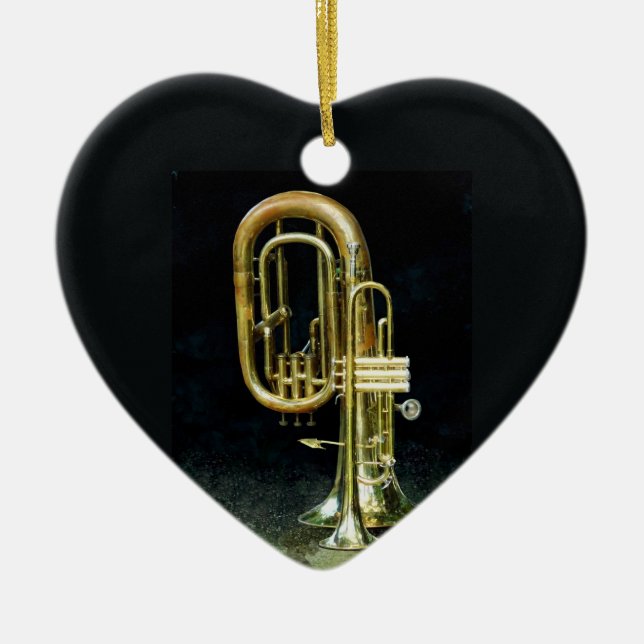 Trumpet och Tuba Julgransprydnad Keramik (Framsidan)