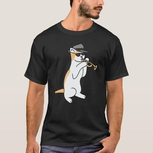 Trumpet Player Cat Jazz   T Shirt (Framsida)