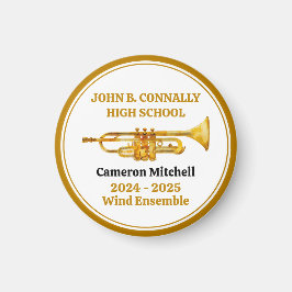 Trumpet Player High School Band Gold Personalized Magnet