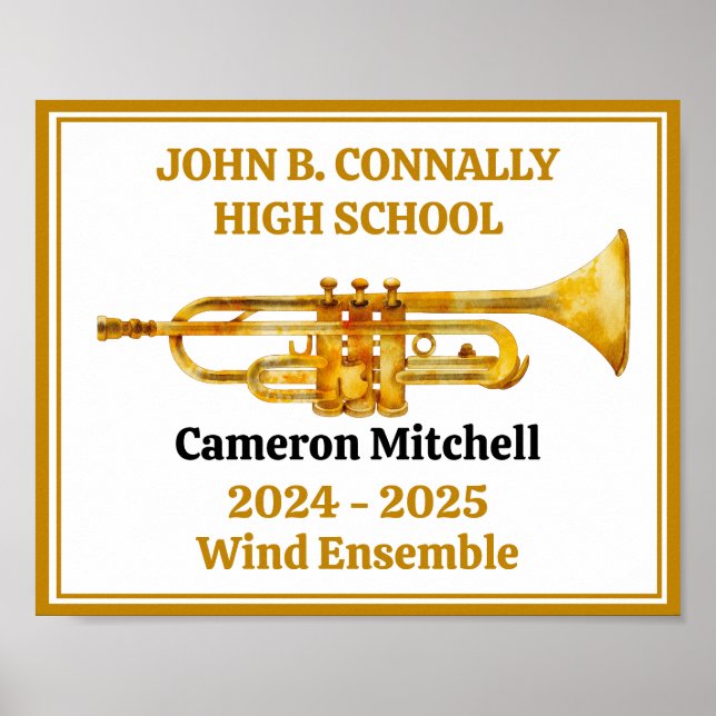 Trumpet Player High School Band Gold Personalized Poster (Framsidan)