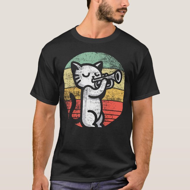 Trumpet Player I Cat Plays Trumpet T Shirt (Framsida)
