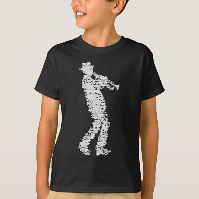 trumpet player made of notes tee (Framsida)