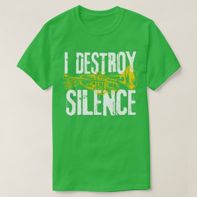 Trumpet Player Marching Silence Förstörare T Shirt (Design framsida)