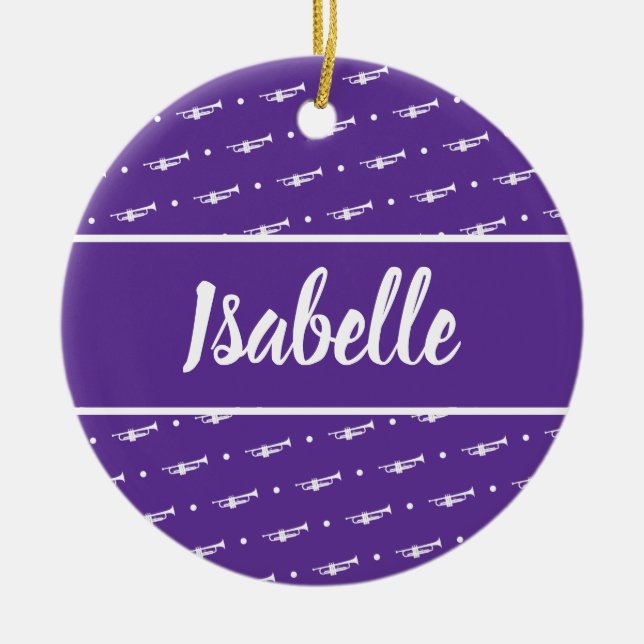 Trumpet Player Musician Gift Anpassningsbar Person Julgransprydnad Keramik (Framsidan)