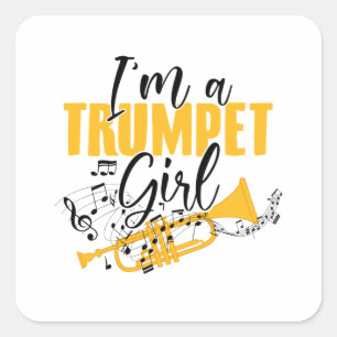 Trumpet Player Musician Trumpet Band Gift Fyrkantigt Klistermärke