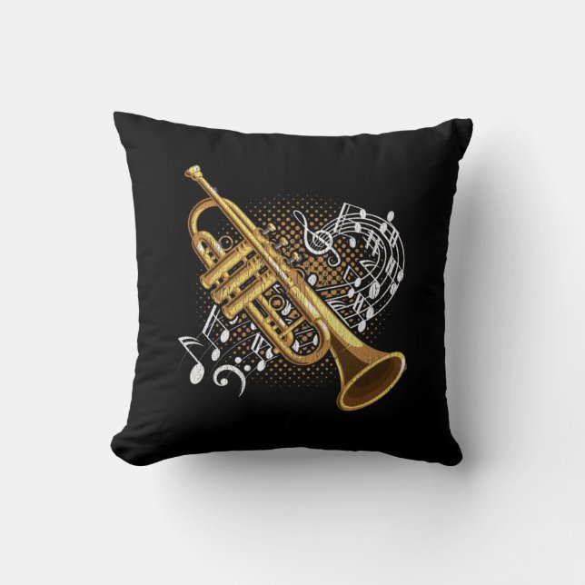 Trumpet Player Musik noter Jazz Music Art Kudde (Framsida)