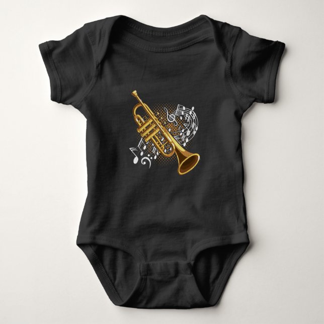 Trumpet Player Musik noter Jazz Music Art T Shirt (Framsida)