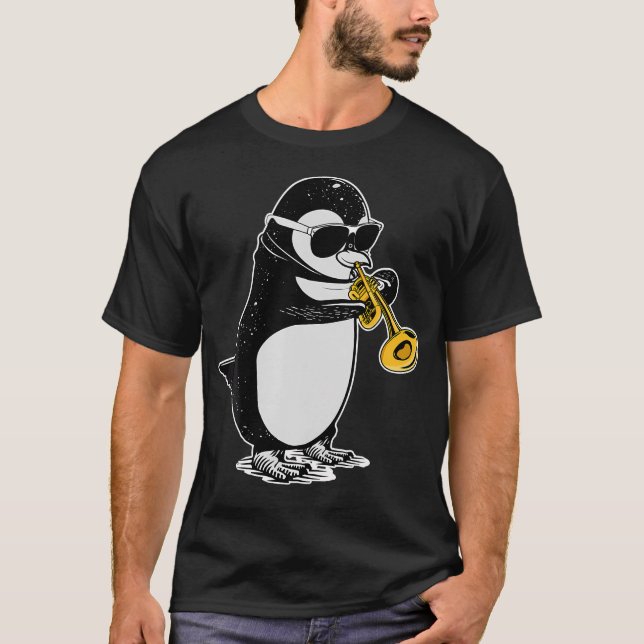 Trumpet Player Penguin Lover Kids Musician Trumpet T Shirt (Framsida)