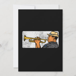 Trumpet Player Retro Trumpet Jazz Music Inbjudningar