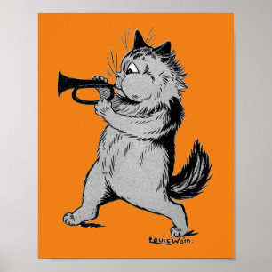 Trumpet Player (Trumpeter) Cat, Louis Wain Poster