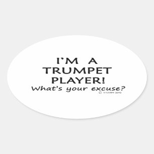 Trumpet Player-ursäkt Ovalt Klistermärke