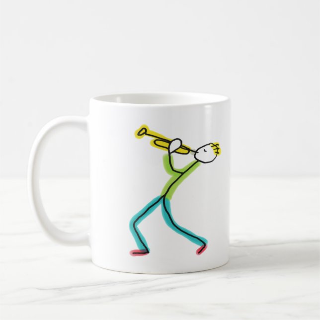 Trumpet Playing Stickman Kaffemugg (Vänster)
