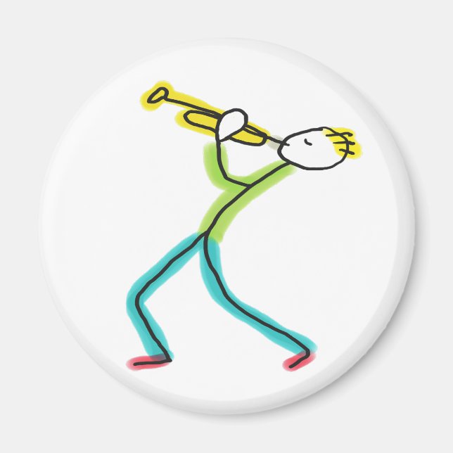 Trumpet Playing Stickman Magnet (Framsidan)