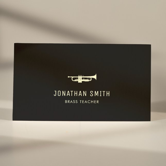 Trumpet Professionell Music Teacher Black&White Visitkort (Skapare uppladdad)