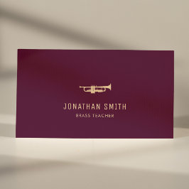 Trumpet Professionell Music Teacher Burgundy Visitkort