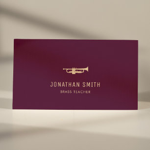 Trumpet Professionell Music Teacher Burgundy Visitkort