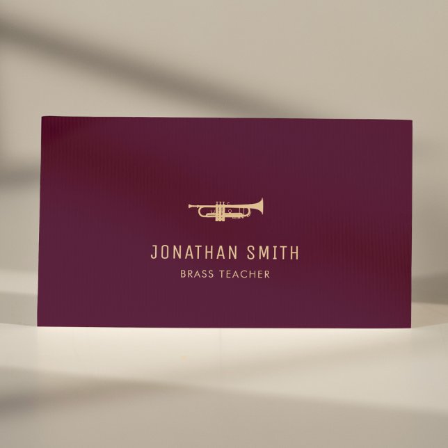 Trumpet Professionell Music Teacher Burgundy Visitkort (Skapare uppladdad)