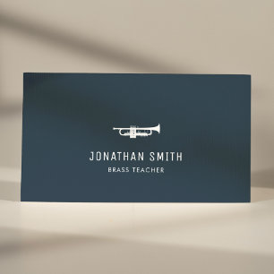 Trumpet Professionell Music Teacher Navy Blue Visitkort