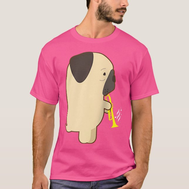 Trumpet Pug Tshirt Jazz Trumpeter Gift Idea Bas T Shirt (Framsida)