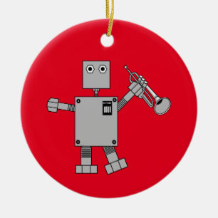 Trumpet Robot Julgransprydnad Keramik
