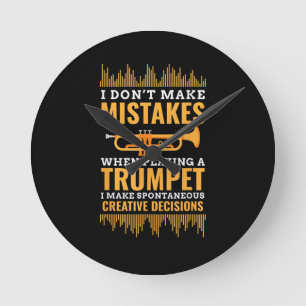 Trumpet Rolig Musiker Band Spelare Trumpetare Pres Rund Klocka