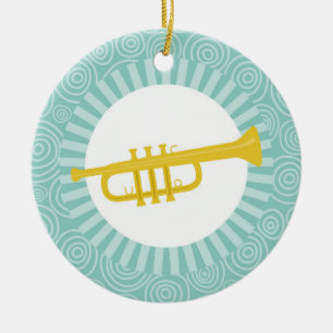Trumpet Roligt Turcos Swirl Music Julgransprydnad Keramik