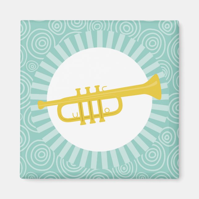 Trumpet Roligt Turcos Swirl Music Magnet (Framsidan)