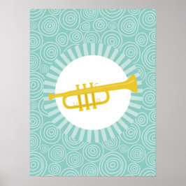 Trumpet Roligt Turcos Swirl Music Poster