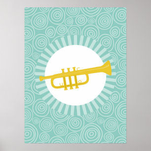 Trumpet Roligt Turcos Swirl Music Poster