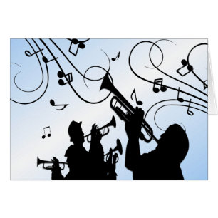 Trumpet Section Blue Music Hälsningskort