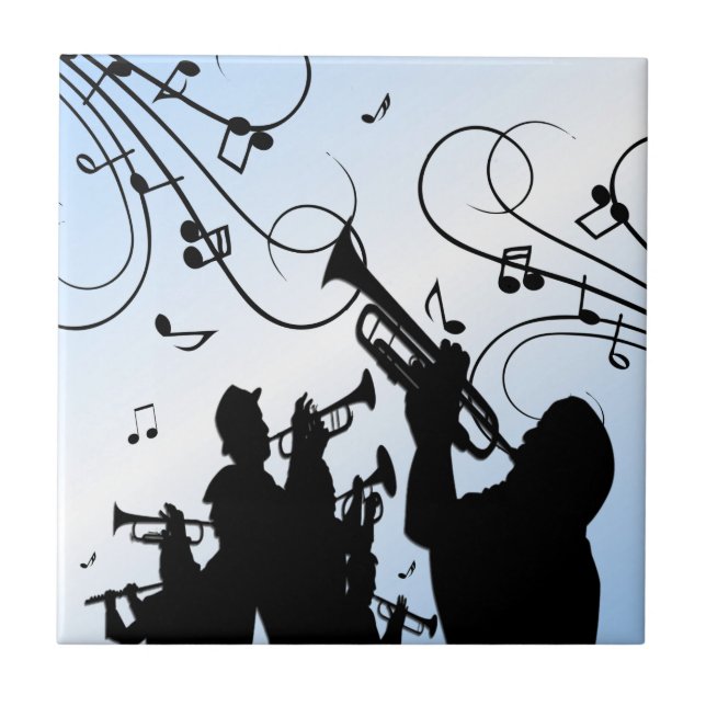 Trumpet Section Blue Music Kakelplatta (Framsidan)