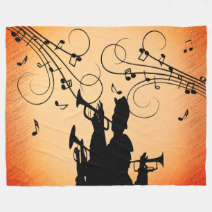 Trumpet Section Jazz Music Orange Rust Fleecefilt