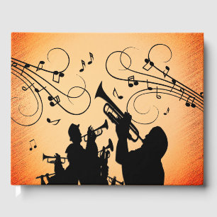 Trumpet Section Jazz Music Orange Rust Gästböcker