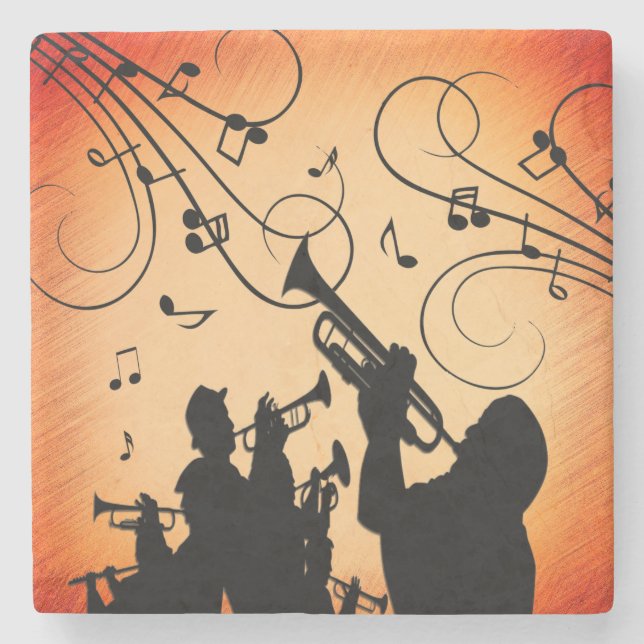Trumpet Section Jazz Music Orange Rust Stenunderlägg (Framsidan)